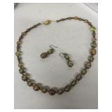 Glass necklace and earrings set possibly Swarovski