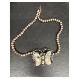 Sterling silver butterfly antique necklace