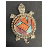 Sterling silver Navajo turtle pendant