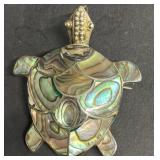 Sterling silver turtle brooch