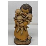 ANRI wooden figure girl, holding sheep