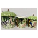 Africa animal canister set missing one lid