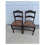 (2) Antique wicker bottom chairs