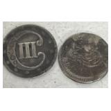 Silver three cent coin and other