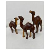 Wooden hand carved camels