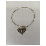 Brass and sterling heart shaped necklace