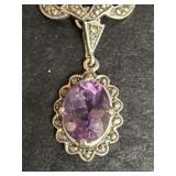Antique Sterling silver with purple stone necklace