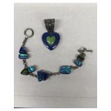 Sterling silver heart, pendant, and bracelet
