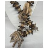 African hand carved wooden necklace