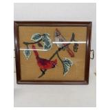 Embroidery birds on tray