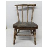 Folk art, handmade wooden doll chair