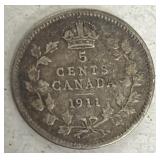 1911 Canadian five cent coin