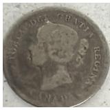 1872 five cent Canadian coin