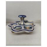 Quimper shot glass serving tray missing three