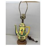 Quimper France, hand, paint table, lamp, teapot