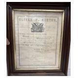 1863 Oliver P Norton signed document governor of