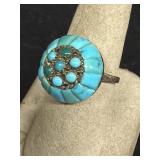 Turquoise silver southwestern ring size 9