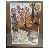 Fall scene painting, signed Patricia Lafuse