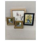 Hand painted miniature pictures on board
