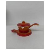 Belgium cast-iron enamel covered butter warmer