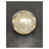 Sterling silver ring with large white stone size 6