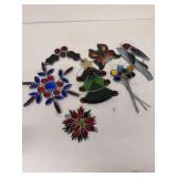 Stained glass Christmas tree, butterfly bird