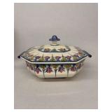 Quimper France, hand-painted serving dish with lid