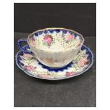 Flo blue tea, cup, and saucer