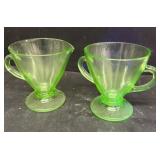 Uranium glass cream and sugar
