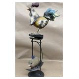 Metal, whimsy, animal, rooster, and pig