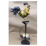 Metal rooster, and cow decoration