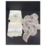 Doily and hand stitch linens