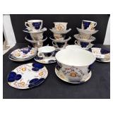 Gaudy ironstone tea, cups, saucers & waste bowl-pi