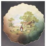 Bavaria decorated plate lady walking with dog