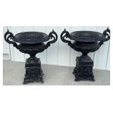 (2) Large Urns, Cast Aluminum