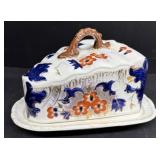 Gaudy ironstone cheese keeper