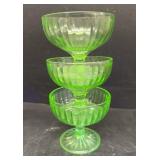 Green glass sherbet dishes