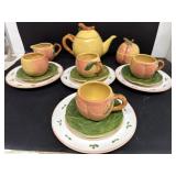 Peach tea set by Barbra EIGEN-local pickup only