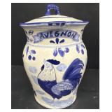 Blue & White Rooster cookie jar