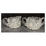 Cut glass cream and sugar