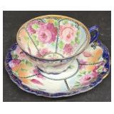 Colorful flower, teacup and saucer saucer does