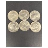 (6) Susan B Anthony dollar Coins