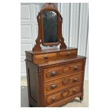 Walnut Victorian dresser with mirror and glove