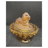 Amber lion candy dish