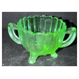Green uranium glass sugar dish