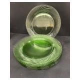 (7) green dinner plates