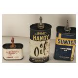 (3) Advertising Oil Cans-Red Wing Shoes, Sunoco &