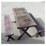 Country Red painted wooden door made table and