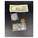 Bahamas one dollar bill commemorative coins