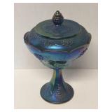 Carnival Glass lidded compote